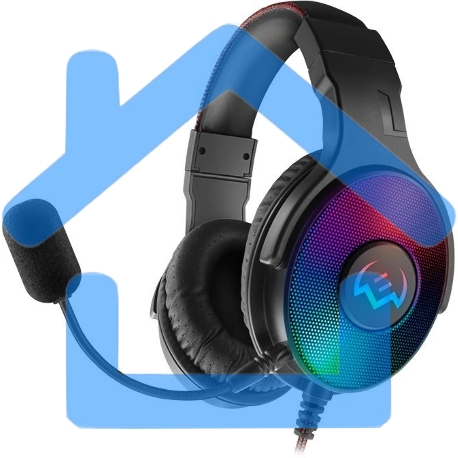 Игровые наушники SVEN AP-U1001MV с микрофоном черные (USB, LED, mini jack O 3,5 мм (4 pin), 50 мм, RGb подсветка)