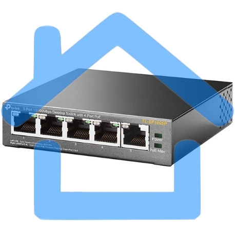 Коммутатор TP-Link SMB TL-SF1005P 5-портовый 10/100 Мбит/с настольный коммутатор с 4 портами PoE -15