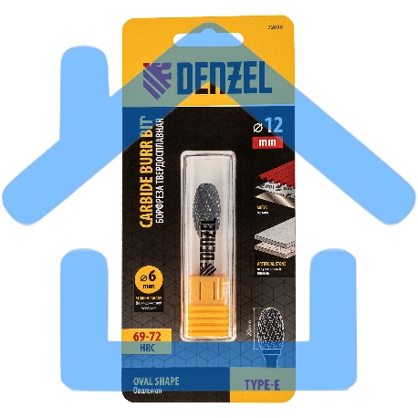 Борфреза по металлу твердосплавная, овальная, тип-E, 12 мм Denzel-1