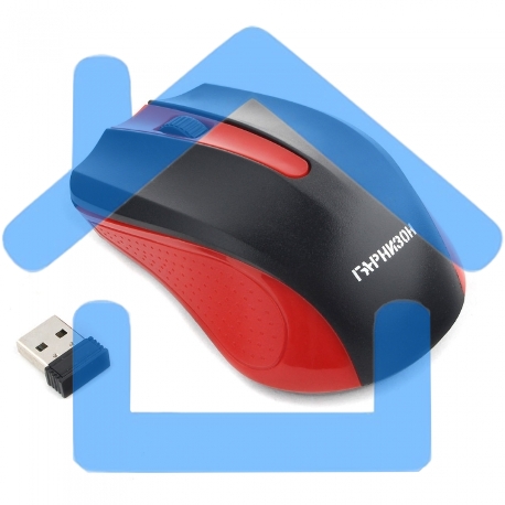 Мышь беспроводная Гарнизон GMW-430R красный, 1200 dpi, радиоканал, USB, кнопки - 3