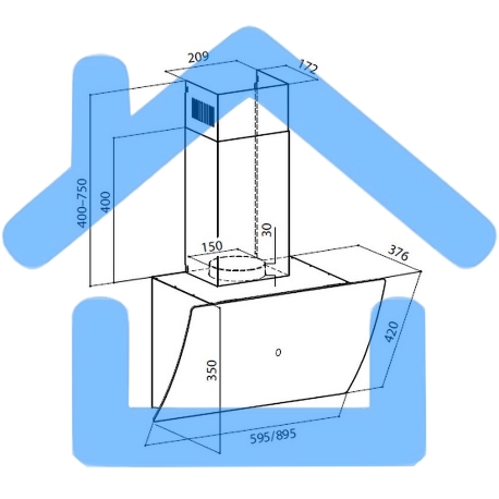 Вытяжка каминная Lex Plaza GS 900 WH белый управление: сенсорное (1 мотор)-2