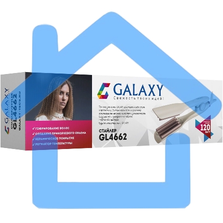 Стайлер Galaxy Line GL 4662, бежевый, 120 Вт, нагревательный элемент с защитой от перегрева, регулятор температуры (140-220°C), автоотключение через 1 час работы, керамическое покрытие рабочих поверхностей, длина шнура питания 180 см, подвесная петля-8