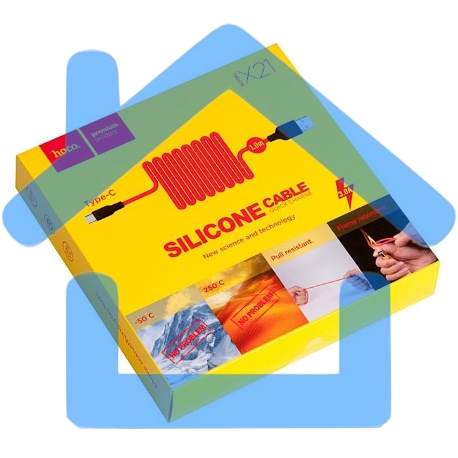 Кабель USB HOCO X21 Silicone для Type-C, 3.0А, длина 1.0м, красный