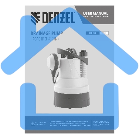 Дренажный насос для чистой воды DPB400, 400 Вт, подъем 11 м, 5500 л/ч Denzel-7