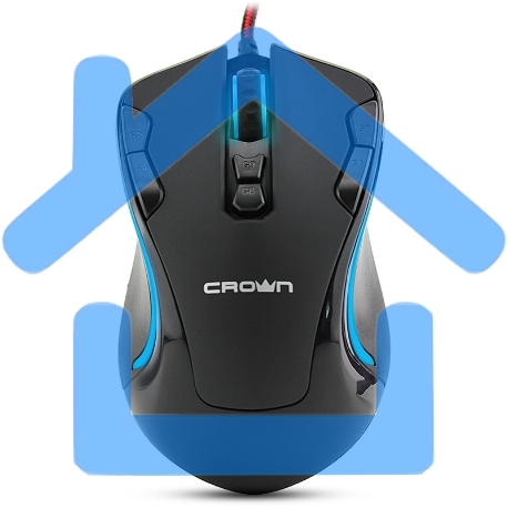 Мышь проводная Crown Gaming CMXG-804 черный, 2000 dpi, USB, кнопки - 9-12