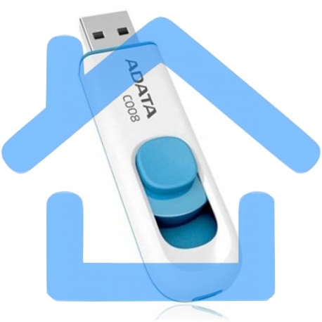 Флешка USB ADATA С008 (AC008-64G-RWE), 64Gb, USB 2.0, R/W 15/5, белый/синий-6