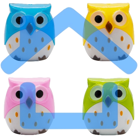 Точилка для карандашей ручная Silwerhof Owl Солнечная коллекция, 2 отверстия, пластик, ассорти, коробка-2