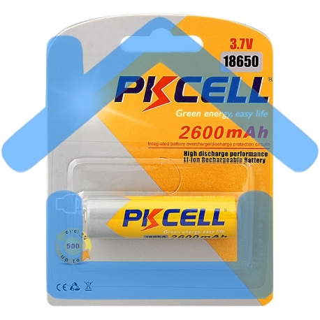 Литий-ионный аккумулятор PKCELL 18650 2600-1B тип - 18650 1 шт в блистере, без защиты