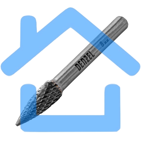 Борфреза по металлу твердосплавная, параболическая заостренная, тип-G, 8 мм Denzel-1