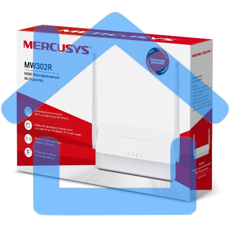 Роутер Mercusys 300Mbps Multi-Mode Wireless N Router, 2× Fixed External Antennas, 2× 10/100 Mbps LAN Ports, 1× 10/100 Mbps WAN Port, FEATURE: Access Point Mode, WPS/Reset Button, IPTV, IPv6, Beamforming, MU-MIMO, Parental Controls, Guest Network-1