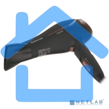 Фен BR3000BN BRAYER, 2200 Вт, 2 скор., холодный воздух,складная ручка, съемный фильтр, шнур 1,8 м-3