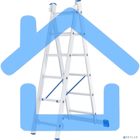 Лестница, 2 х 6 ступеней, алюминиевая, двухсекционная, Россия Сибртех-1