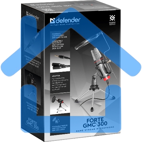 Микрофон Defender Forte GMC 300 3,5 мм, провод 1.5 м 64630-2