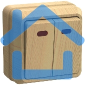 Выключатель 2-кл. ОП ОКТАВА 10А IP20 с индик. сосна ИЭК EVO21-K03-10-DC