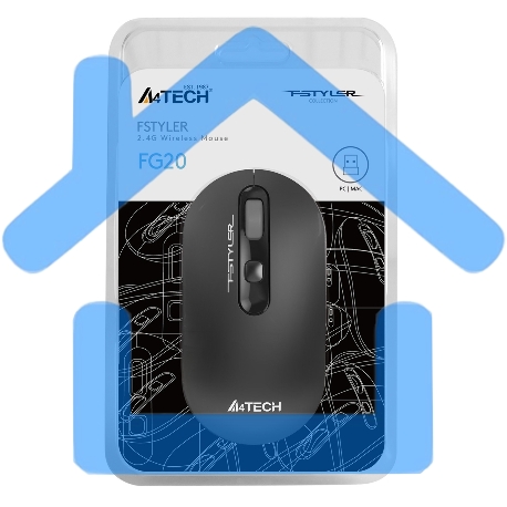 Мышь беспроводная A4Tech Fstyler FG20 серый, 2000 dpi, радиоканал, USB, кнопки - 4-5
