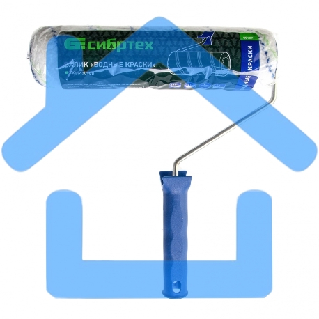 Валик Водные краски, 250 мм, ворс 12мм, D - 48 мм, D ручки - 6 мм, полиэстер Сибртех