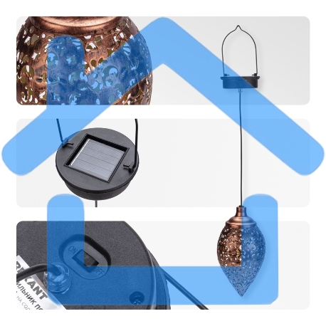 Светильник подвесной Rexant Фатих, 3000К, встроенный аккумулятор, солнечная панель, коллекция Стамбул-3