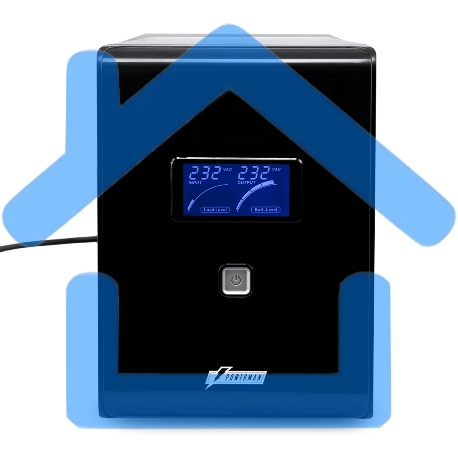 Источник бесперебойного питания Powerman Smart Sine 1500VA/1050W, 220V, Line-Interactive, LCD, Tower, Out: 4xShuko, черный*SmartSine1500-2