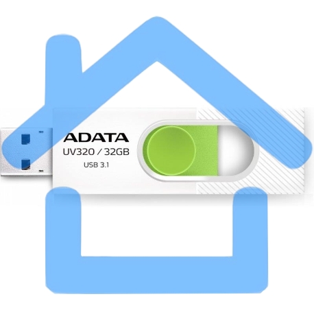 Флешка USB ADATA UV320 (AUV320-32G-RWHGN), 32Gb, USB 3.2, R/W 100/30, белый/зеленый