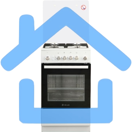 Плита газовая De Luxe 5040.30г (кр) ЧР белый/черный, конфорок 4 шт, духовка 43 л, 50 см x 85 см x 50 см