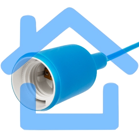 Патрон E27 силиконовый со шнуром 1 м синий Rexant-4