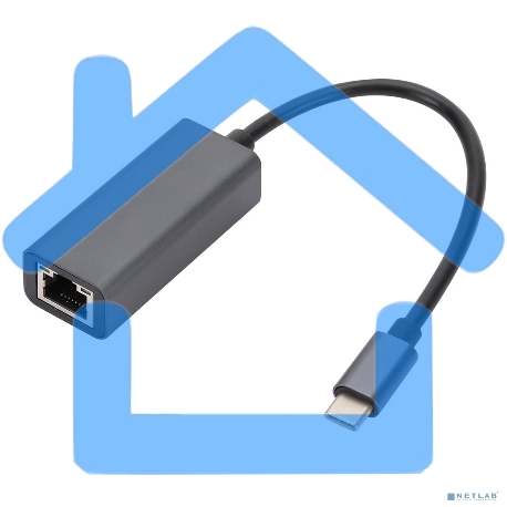 Переходник с кабелем Bion USB C - RJ45, 1000мб/с, алюминиевый корпус, длинна кабеля 15 см, черный BXP-A-USBC-LAN-ALB-1