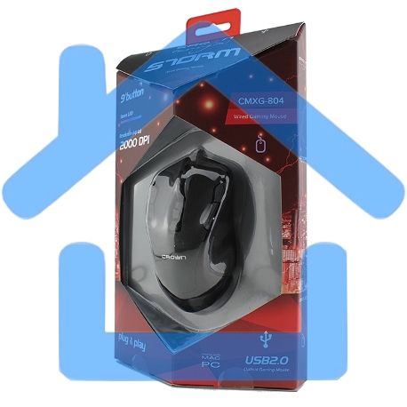 Мышь проводная Crown Gaming CMXG-804 черный, 2000 dpi, USB, кнопки - 9-21