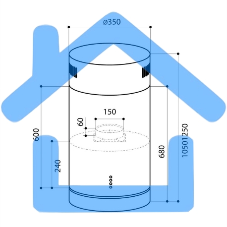 Вытяжка каминная LEX TUBO ISOLA 350 нержавеющая сталь управление: кнопочное (1 мотор)-1