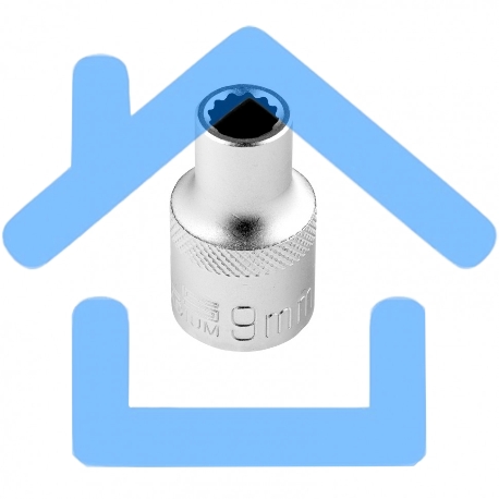 Головка торцевая, 9 мм, 12-гранная, CrV, под квадрат 1/2