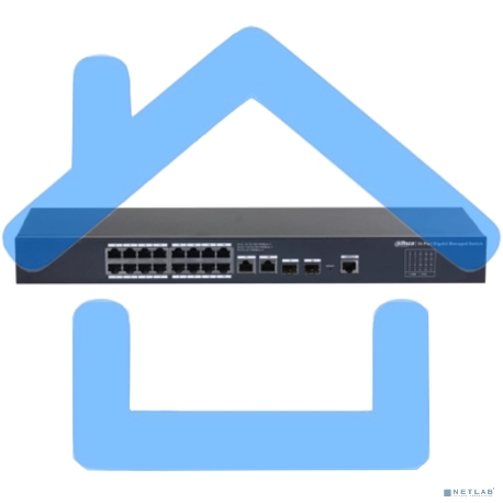 Коммутатор 20-портовый управляемый DAHUA DH-SG4020, уровень L2, 18xRJ45 1Gb, 2xRJ45 1Gb uplink, коммутация 56 Гбит/с, MAC-таблица 8K, металл-1