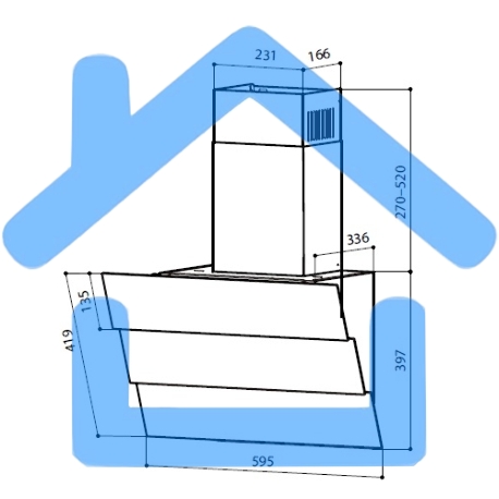 Вытяжка каминная LEX Rio G 600 черная, 59.5 см, 700 куб. м/ч, 44 дБ-1