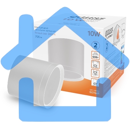 Светильник Gauss HD025 led накладной с рассеивателем 10w белый 3000k 88х75мм 1/30-5