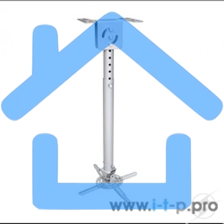 Крепеж Wize WPA-S серебро Универсальное комплект для проектора, длина штанги 36-46 см, наклон +/- 15°, поворот +/- 15°, до 12 кг, 260х260-2