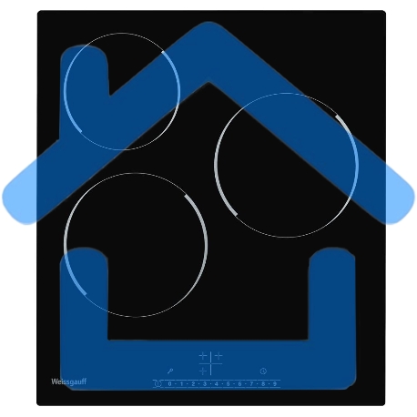 Варочная поверхность Weissgauff HV 430 BS, 45 см, 3 конфорки, стеклокерамика Vitro Ceramic Glass, черная-3