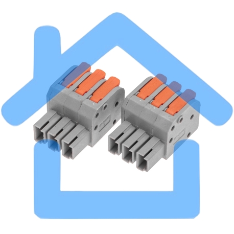Клемма СМК 222-423R проходная разъемная 3 полюса серая 0,2-2,5/4мм² (40 шт/уп) Rexant