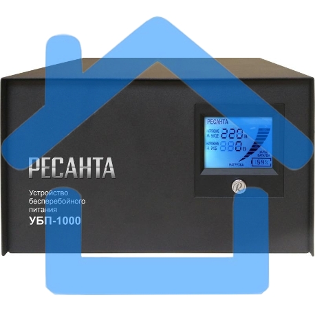Устройство бесперебойного питания Ресанта УБП-10001000 ВА. 800 Вт. 140-260 В. 1 розетка-1