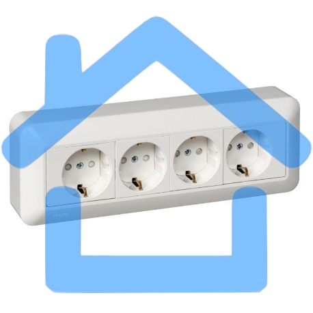 Розетка WESSEN RA16-411M-BIПрима Бел 4-я с/з с з/ш 16А наружная в сборе с монт.пласт.