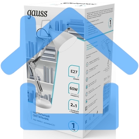 Светильник Gauss GT0031 настольный на струбцине/основание E27 белый 60Вт-3