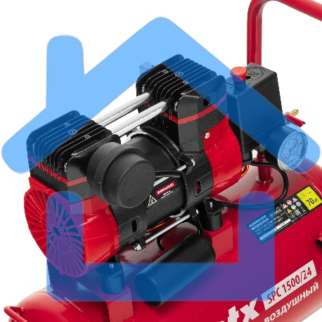 Компрессор безмасляный малошумный SPC 1500/24, 1500 Вт, ресивер 24 л, 260 л/мин MTX-6