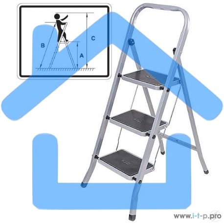 Лестница-стремянка FIT РОС стальная, 4 широкие ступени, Н=129 см, вес 6,25 кг 65383-1