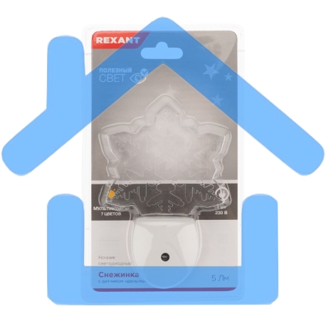 Ночник светодиодный Rexant СНЕЖИНКА ХАМЕЛЕОН свечение мультиколор 7 цветов, 230 В-1