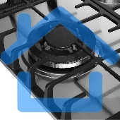 Варочная поверхность Kuppersberg FS 46 X, газ, High-Tech, 45 см, автоматический электроподжиг, газ-контроль, форсунки под сжиженый газ, SABAF конфорки, чугунные решетки, цвет нержавеющая сталь, цвет фурнитуры черный