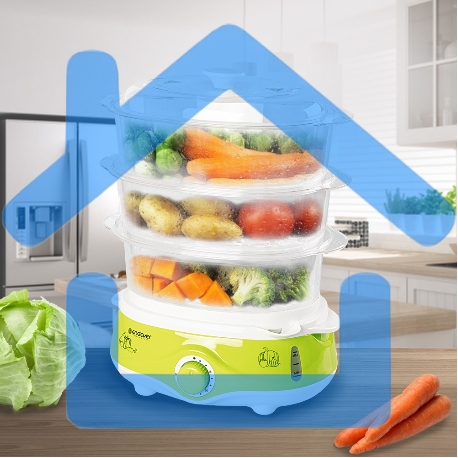 Пароварка Endever Vita-171, белый/зеленый, мощность 1000 Вт, объем 11 л-11