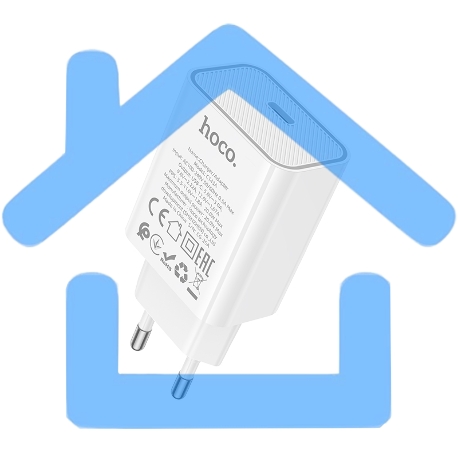 Зарядное устройство Hoco 20Вт, QC3.0/PD, Type-C, C143A, белый, блистер-2