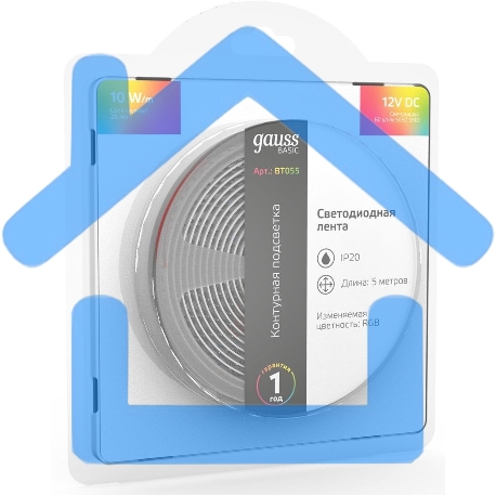 Лента светодиодная Basic Gauss 12V 10W/m 700lm/m RGB IP20 LED 5m 1/100-2
