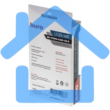 Разветвитель USB 2.0 Buro BU-HUB4-0.5R-U2.0 4порт. черный-5