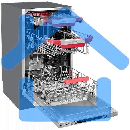 Встраиваемая посудомоечная машина Kuppersberg GSM 4573, серебристый, 45 см, 10 компл., 49 дБ, класс A++