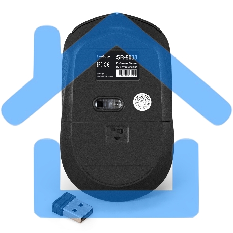 Мышь беспроводная ExeGate Professional Standard SR-9038 черный, 1200 dpi, радиоканал, USB, кнопки - 3-5