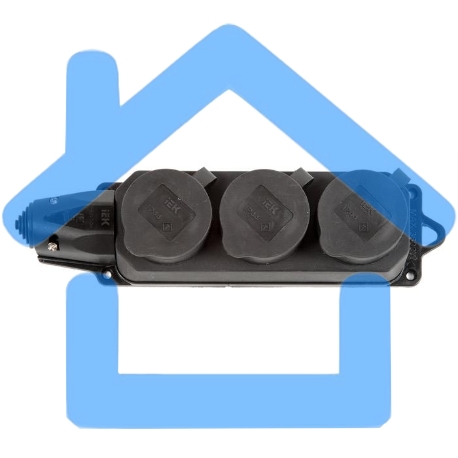 Розетка ИЭК ОМЕГА РБ33-1-0мIP44 трехместная с защитными крышками каучук-4