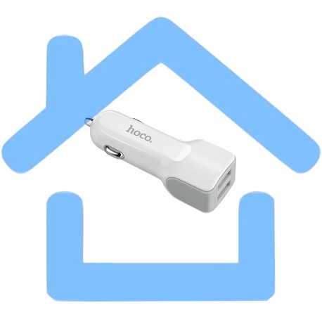 Автомобильное зарядное устройство HOCO z23 grand style dual-port car charger set with lightning cable, белый-2